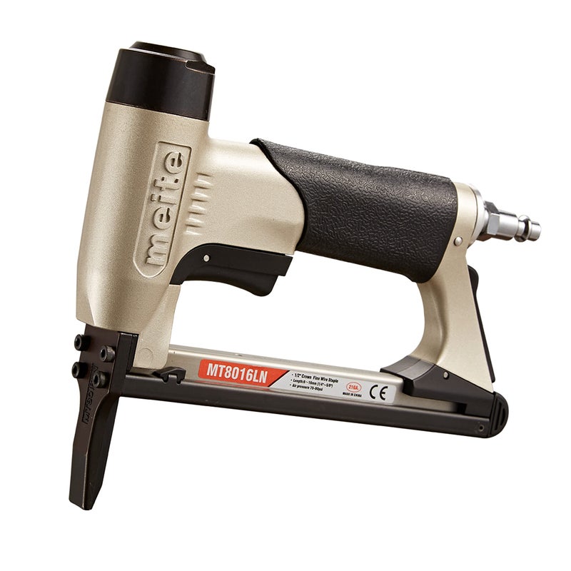 meite Upholstery Staple Gun with Extended Nose for 21 Gauge 1/2-Inch Crown Staples, Heavy-Duty Pneumatic Stapler for Woodworking, Carpentry, and Decoration DIY Projects (Model MT8016LN) - Image 1